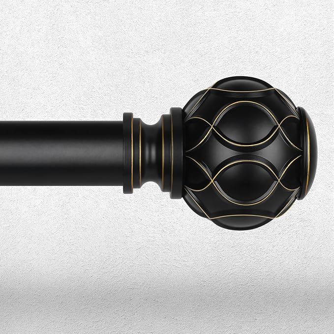 Black Curtain Rod, Heavy Duty 1 Inch Decorative Curtain Rods by Wolistsa