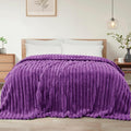 Exclusivo Mezcla Queen Size Flannel Fleece Blanket, Super Soft Striped Jacquard by ExclusivoMezcla
