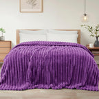 Exclusivo Mezcla Twin Size Flannel Fleece Blanket, Super Soft Striped Jacquard by ExclusivoMezcla