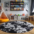 Amdrebio Black White Grey Circle Rug 6Ft Round Area Rugs - Image 7