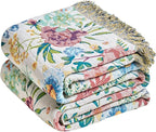 MSGKV Boho Throw Blanket 60"x80" Bed Floral 100% Cotton Blanket Spring by MSGKVHomeTextiles