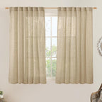 LAMIT Brown Linen Curtains 45 Inches Long 2 Panels, Light Filtering Panels Back by LAMIT