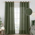 LAMIT Olive Green Linen Sheer Curtains 90 inch by LAMIT