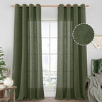 LAMIT Sheer Linen Curtains 102 inches Long, Linen Textured Light Filtering Semi by LAMIT
