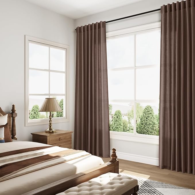 Nanspring Cappuccino Linen Curtains 84 Inch Length 2 Panels Set - Image 7