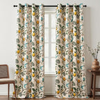 Topfinel Floral Curtains 96 Inches Long 2 Panels Unique Beige Luxury Elegant by Topfinel