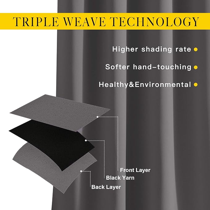 NICETOWN Blackout Curtains for Bedroom 63 inch Length 2 Panels - Image 5