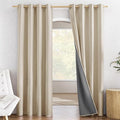 NICETOWN Farmhouse Style 100% Blackout Cream Linen Curtains 90 inches Length by NICETOWN