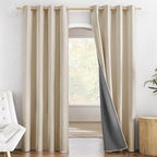 NICETOWN Farmhouse Style 100% Blackout Cream Linen Curtains 90 inches Length by NICETOWN