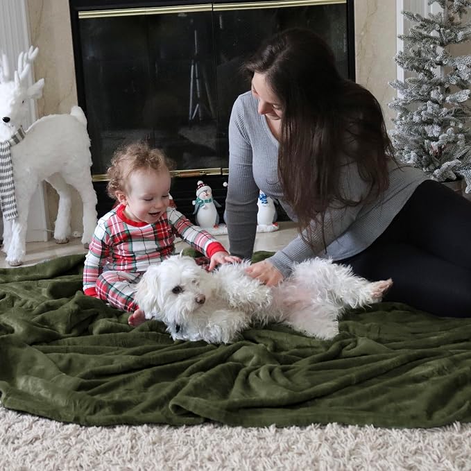 Bedsure GentleSoft Fleece Throw XL Blanket Olive Green - Image 8