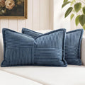 MIULEE Blue Corduroy Lumbar Pillow Covers 12x20 Inch 12x20 Inch by MIULEE