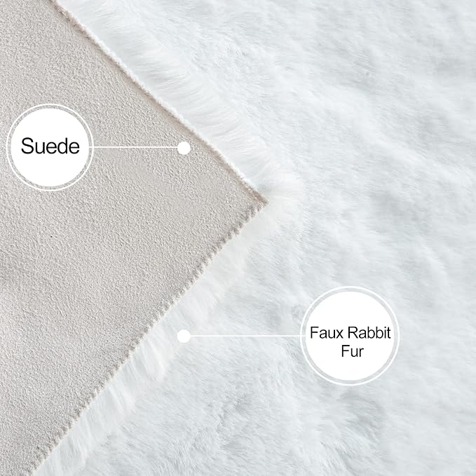 ORINOVA White Faux Fur Rug 5x7 Rugs - Image 5