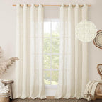 LAMIT Linen Sheer Curtains 96 inches Long 2 Panel Set, Light Filtering Neutral by LAMIT