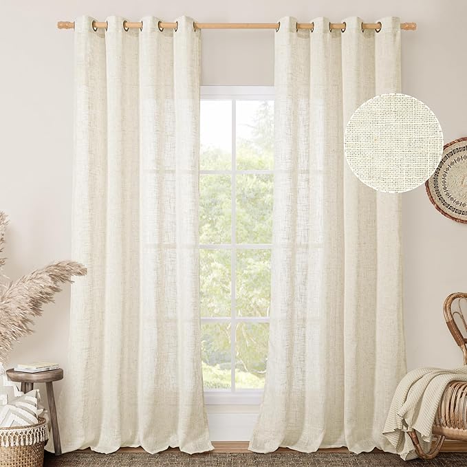 LAMIT 102 inch Natural Linen Curtains - Image 2