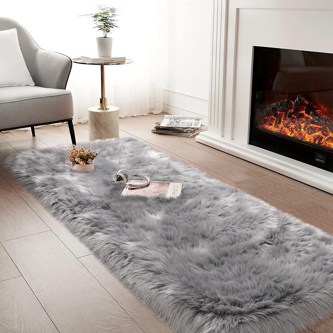 Grey Fluffy Rug for Bedroom, Cozy Shaggy Fuzzy Plush Floor Carpet for Nursery - Image 9