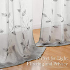 HOMEIDEAS Light Grey/Gray Sheer Curtains 52 X 63 Inches Length 2 Panels - Image 7