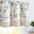 jinchan Linen Kitchen Valance for Windows 16 Inch Floral Double Layer Valance by JINCHAN