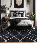 YIHOUSE Moroccan Rugs for Living Room, 6x9 Black and White Aztec Area Rug - Image 2