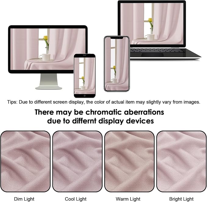 OWENIE Bob Valance Curtains 18 Inch Length 1 Piece, Faux Linen Slub Solid Blush - Image 7