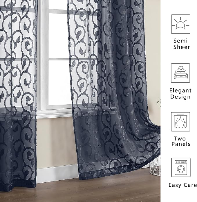 OWENIE Furman Extra Long Sheer Curtains 96 inches Long - Image 6