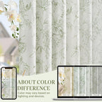 jinchan Floral Curtains 84 Inches Long Sage Green Flower Linen Farmhouse Curtain - Image 6
