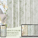 jinchan Floral Curtains 63 Inch Length Sage Green Flower Linen Farmhouse Curtain - Image 6