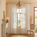 MYSKY HOME 72 Inches Long Semi Boho Sheer White Door Curtains by MYSKYHOME