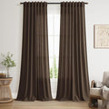 Nanspring Chocolate Linen Blend Light Filtering Back Tab Curtains 96 Inches Long by Nanspring