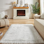 AMTOVO Faux Fur Sheepskin Rug for Living Room, 4 x 6 ft White Fluffy Area Rug - Image 2