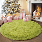 4'x4' Grass Green Round Rug for Bedroom, Ultra Soft Fluffy Circle Rug for Kids - Image 7