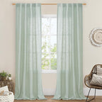 LAMIT Light Sage Linen Curtains 84 inch Length 2 Panels, Light Filtering Semi by LAMIT