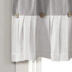 Lush Decor Linen Button Farmhouse Valance Curtians 84"W x 18"L Gray & Off White - Image 4