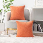 MIULEE Pack of 2 Couch Throw Pillow Covers 18x18 Inch Soft Coral Red Chenille - Image 5
