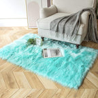 Ashler Faux Fur Area Rug, Fluffy Shaggy 3 x 5 Feet Rectangle Turquoise Fuzzy - Image 4