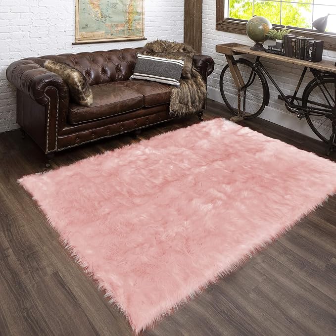Latepis 3x4 Area Rug, Faux Fur Sheepskin Rug - Image 7