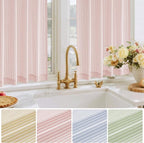 RYB HOME Linen Cafe Curtains 24 inch Length, Kitchen Farmhouse Striped Tier - Image 6