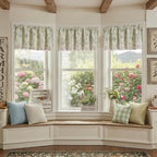 jinchan Amlie Floral Linen Valance Curtain Farmhouse Kitchen Valance - Image 5
