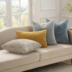decorUhome Neutral Grey Chenille Euro Sham Throw Pillow Covers 24x24 Set of 2 - Image 6