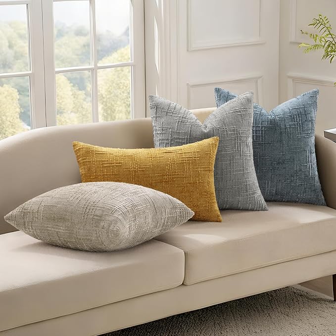 decorUhome Light Brown Chenille Throw Pillow Covers 18x18 Set of 2 Textured - Image 6