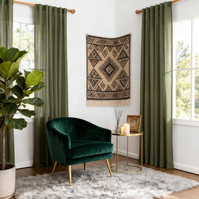 MYSKY HOME 72 Inches Long Semi Sheer Curtains Light Filtering Window Drapes - Image 8