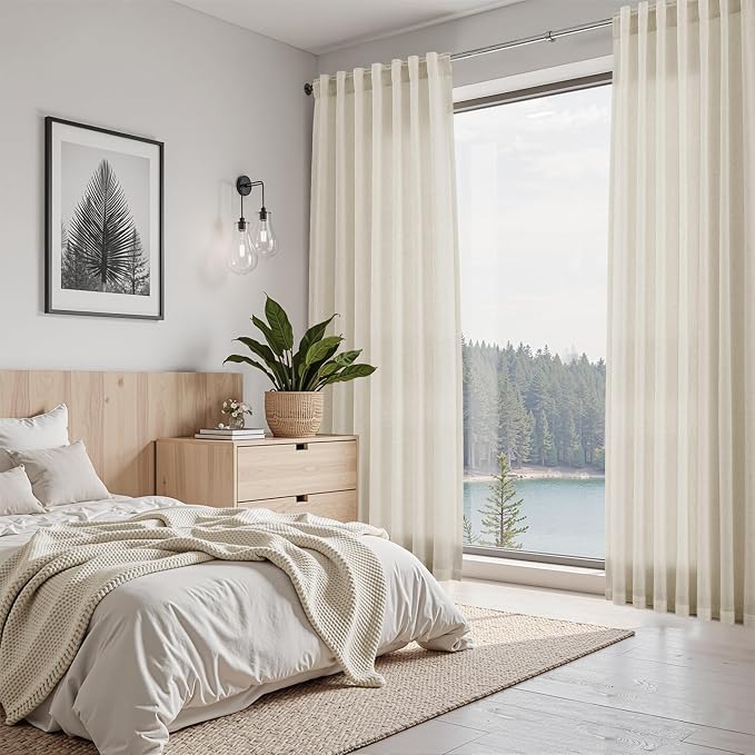 Nanspring Vanilla Linen Curtains 102 Inches Long - Image 7