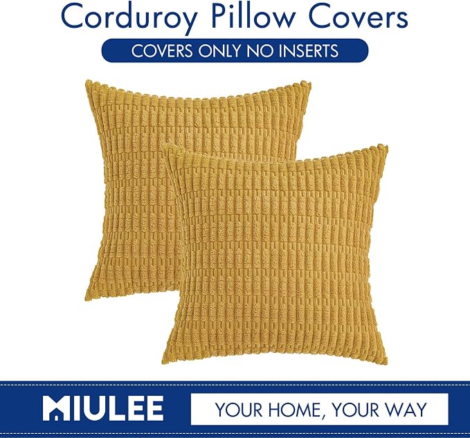 MIULEE Pack of 2 Corduroy Decorative Throw Pillow Covers 18x18 Inch Soft Boho - Image 6