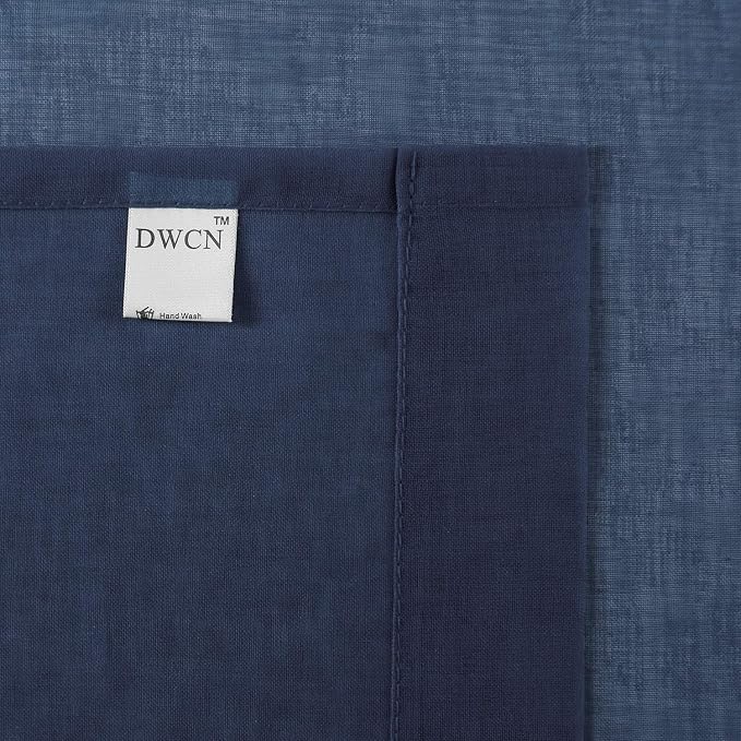 DWCN Navy Blue Sheer Curtains Semi Transparent Voile Rod Pocket Curtains - Image 6