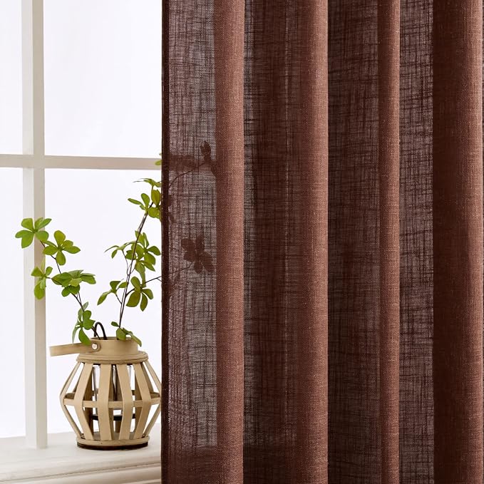 MIULEE Chocolate Brown Linen Curtains 72 Inch Length - Image 5