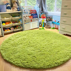 Grass Green Round Rugs 5Ft for Bedroom, Fluffy Shaggy Circle Area Rugs for Kids - Image 4