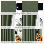 Guken Olive Green 100% Blackout Curtains 63 Inch Length 2 Panels Set - Image 5