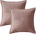 MIULEE Blush Pink Corduroy Decorative Euro Sham Pillow Covers 24x24 Inch - Image 6