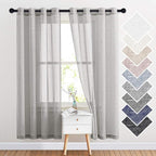 NICETOWN Linen Textured Semi Sheer Curtains 72 inches Length, Eyelet Top - Image 2