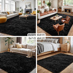 5x7 Area Rugs for Living Room: Ultra Soft Fluffy Shag Black Rug for Bedroom - Image 7