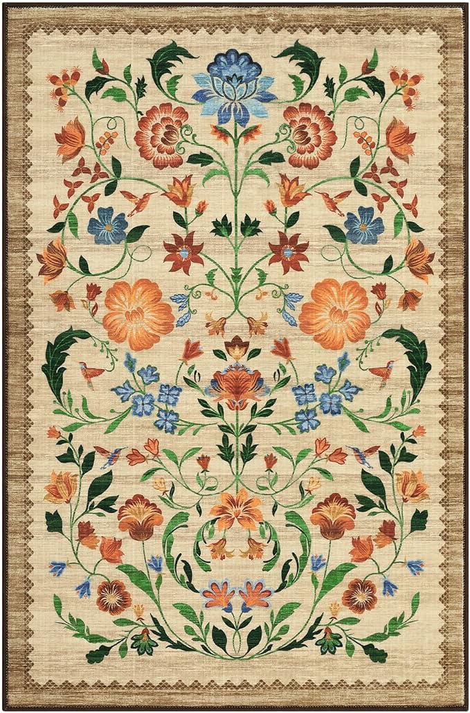 GarveeHome Floral Rug for Entryway 2x3 Rugs Machine Washable Boho Small Area - Image 4
